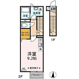 北総鉄道 新柴又駅 徒歩5分の賃貸アパート 2階ワンルームの間取り