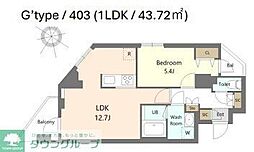 東京メトロ千代田線 北綾瀬駅 徒歩3分の賃貸マンション 4階1LDKの間取り