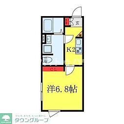 ヒルズコート北千住 4階1Kの間取り