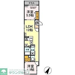 京成金町線 京成金町駅 徒歩11分の賃貸アパート 2階2LDKの間取り