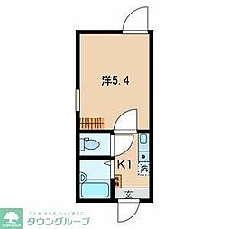 つくばエクスプレス 六町駅 徒歩7分の賃貸アパート 2階1Kの間取り