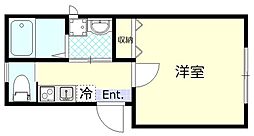 京成押上線 四ツ木駅 徒歩8分の賃貸アパート 1階1Kの間取り