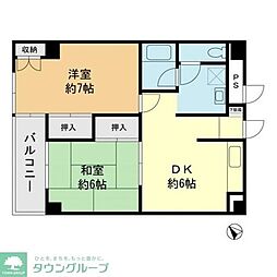ヴォワール国府台 4階2DKの間取り
