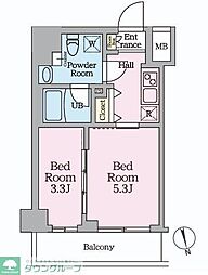 HY’ｓ桜橋MIRAIS 3階2Kの間取り