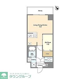 アルファコート曳舟 10階1LDKの間取り