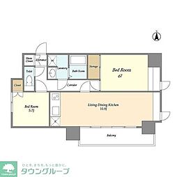 パークキューブ小岩 4階2LDKの間取り