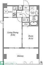 アーバハイツ六町環七北通り 1LDKの間取図画像