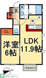 ボヌールTB 1LDKの間取図画像