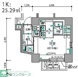 LEXEAZEST亀戸 1Kの間取図画像