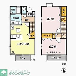 サンハイム中川 2LDKの間取図画像