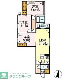 UP GOD HORIKIRI 3LDKの間取図画像