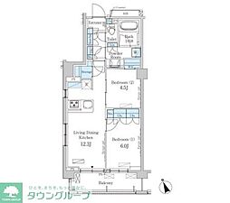 パークアクシス駒込ヒルトップ 2LDKの間取図画像