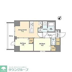 Augusta Residence 新小岩 2DKの間取図画像