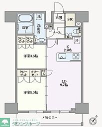 アジールコート塩浜キャナル 2LDKの間取図画像