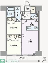 アジールコート塩浜キャナル 2LDKの間取図画像