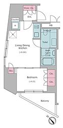 レジディア文京小石川2 1DKの間取図画像