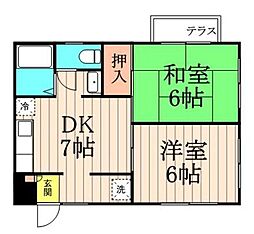 メゾンデリシュウズ 2DKの間取図画像