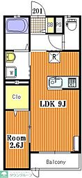 オトア2 1LDKの間取図画像