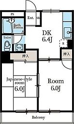 ヴァンベールF 2DKの間取図画像