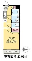 フォセット高砂 1Kの間取図画像