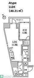 RESIDIA日本橋馬喰町2 1LDKの間取図画像