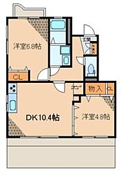 フラワーマンション 2LDKの間取図画像