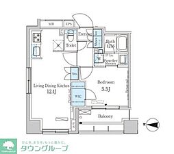 ParkAxis菊川 1LDKの間取図画像