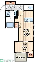 ミュプレ住吉 1DKの間取図画像