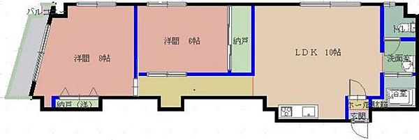 健ビル 301｜福岡県福岡市東区舞松原２丁目(賃貸マンション2LDK・3階・61.00㎡)の写真 その2