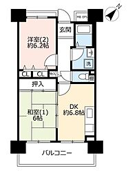 UR都市機構アルビス前原3号棟 2DKの間取図画像
