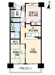 UR都市機構アルビス前原11号棟 2LDKの間取図画像