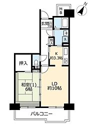 UR都市機構ウインズタウン稲毛海岸5棟 1LDKの間取図画像