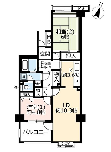 UR幕張ベイタウンパティオス7番街 ｜千葉県千葉市美浜区打瀬1丁目(賃貸マンション2LDK・3階・67.23㎡)の写真 その2