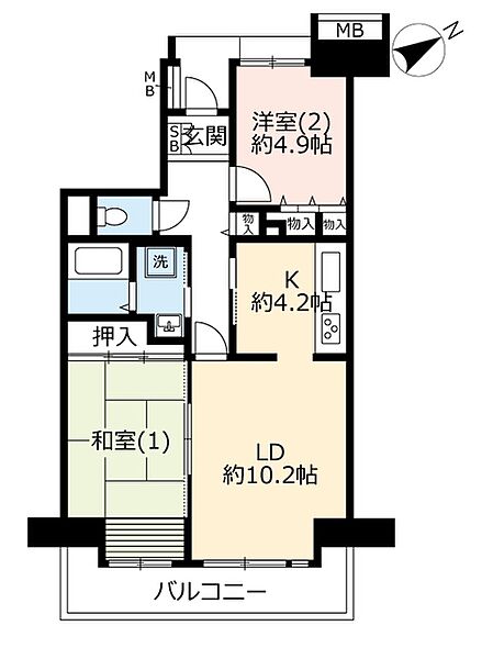 UR幕張ベイタウンミラリオ ｜千葉県千葉市美浜区打瀬2丁目(賃貸マンション2LDK・4階・66.96㎡)の写真 その2