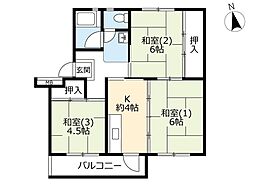 UR都市機構高津団地2-2 3Kの間取図画像