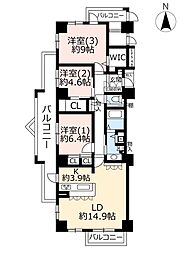 UR都市機構浦安マリナイースト21海園の街6号棟 3LDKの間取図画像