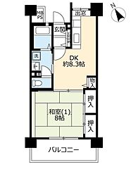 UR都市機構コンフォール柏豊四季台7号棟 1DKの間取図画像
