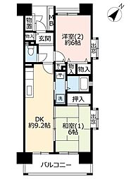 UR都市機構グリーンタウン光ケ丘5号棟 2DKの間取図画像