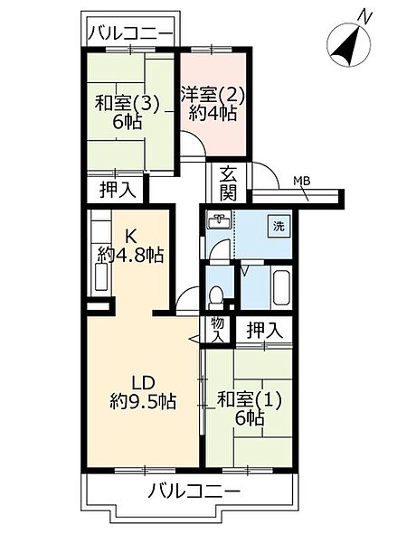 UR千葉ニュータウン高花 ｜千葉県印西市高花1丁目(賃貸マンション3LDK・4階・72.15㎡)の写真 その1