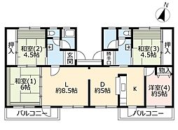 UR戸頭 3階4LDKの間取り
