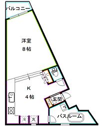 東京メトロ丸ノ内線 新中野駅 徒歩3分の賃貸マンション 2階ワンルームの間取り