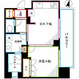 JR総武線 東中野駅 徒歩2分の賃貸マンション 6階1DKの間取り