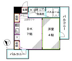 都営大江戸線 中井駅 徒歩5分の賃貸マンション 2階1DKの間取り