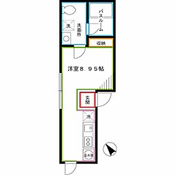 西武新宿線 新井薬師前駅 徒歩5分の賃貸マンション 3階ワンルームの間取り