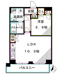 JR総武線 東中野駅 徒歩3分の賃貸マンション 3階1LDKの間取り