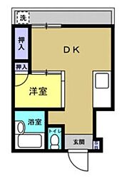 西武新宿線 新井薬師前駅 徒歩10分の賃貸マンション 5階1DKの間取り