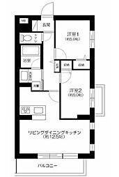 エルミ上落合 2LDKの間取図画像
