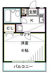 パラッツォトレスA 1Kの間取図画像