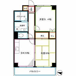 エンゼルハイム東中野 2DKの間取図画像