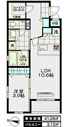 ラフィス中野 1LDKの間取図画像
